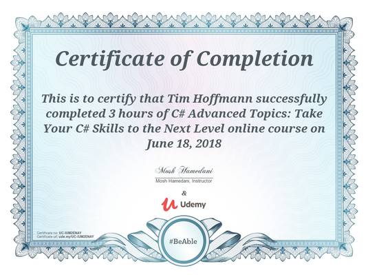 C# advanced course completed